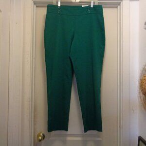 NWT JM COLLECTION EMERALD GREEN STRETCH PANTS CUMBERBUN W STUDS L SHORT